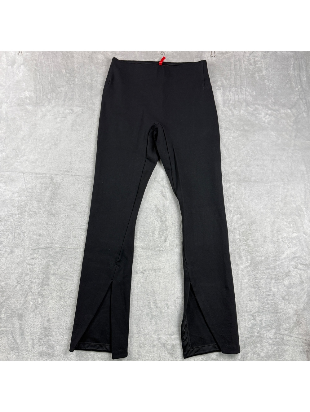 Spanx Womens M Black Split Hem Flare Pants Stretch Pull On High Rise Leggings